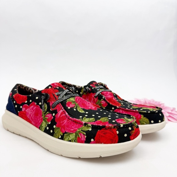 Ariat X Rodeo Quincy Punchy Polka Dot Hilo Shoes Floral Rose Print Slip On - Picture 1 of 12